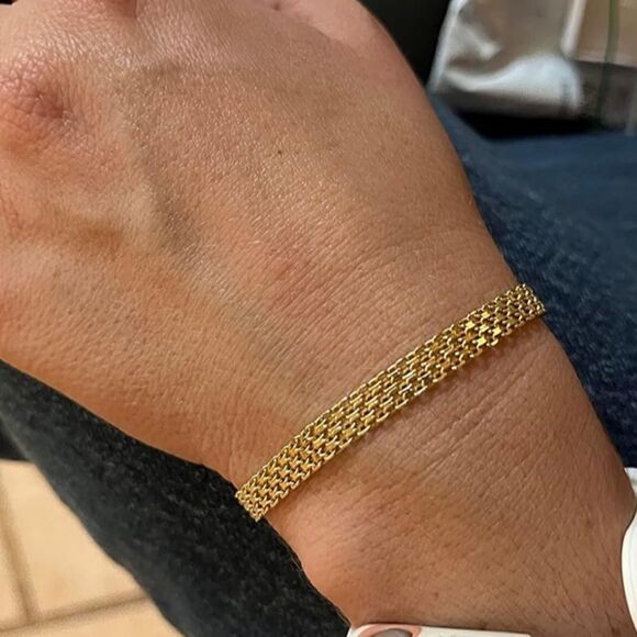 New Solid 925/ 18K Gold Bismark Mesh Chain Bracelet - Picture 8 of 8